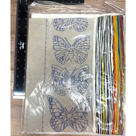 RARE Monarch Horizons Butterfly Rainbow Needlepoint Kit - Picture 3 of 3